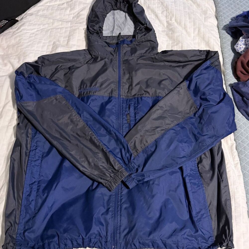 Vintage Columbia Cougar Flats Packable Windbreaker Jacket Men’s XXL Blue Gray